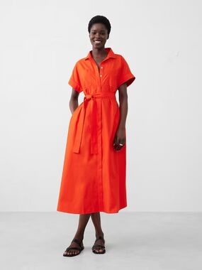 Banana Republic - TIE-WAIST MIDI SHIRTDRESS Ojai Orange NWT